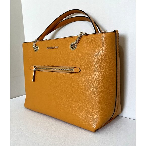 New Michael Kors Jet Set Medium Front Zip Chain Tote Pebble Leather Honeycomb - Picture 6 of 6